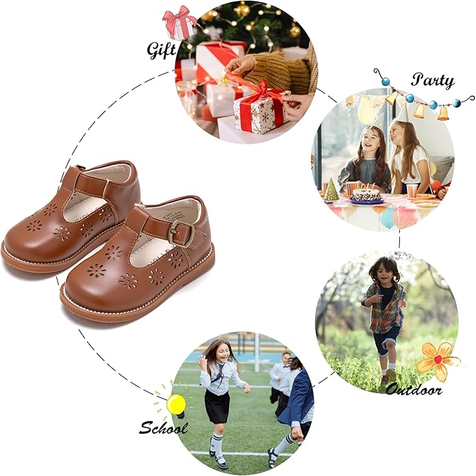 Felix & Flora Toddler Little Girl Mary Jane Dress Shoes - Ballet Flats for Girl Party School Shoes