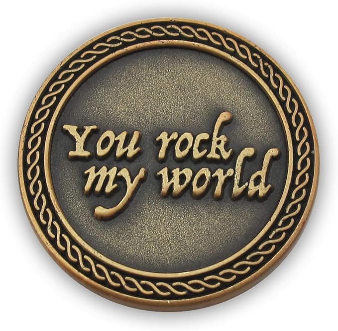 Bulk Set of 3 Romantic Love Expression Coins, You Rock My World, & Make My Heart Skip a Beat, Anniversary Pocket Tokens for Date Night, Love Gift for Men & Women, from Him or Her