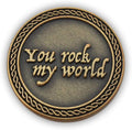 Romantic Love Expression Antique Gold Plated Pocket Coin for Date Night, You Rock My World, & Make My Heart Skip a Beat, Love Gift for Men & Women, from Him or Her