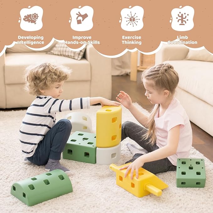 41PCS DIY Jumbo Building Blocks for Kids 3+ Year Old Big Montessori Toys Stacking Blocks, Toddler Developmental Play Toy Set, Birthday Christmas Gifts for Boys & Girls