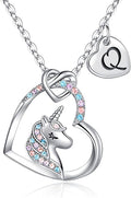 Hidepoo Unicorn Necklace Gifts for Girls - Colorful CZ Heart Pendant Initial Unicorns Necklaces for Teens Little Girls Jewelry Birthday Gift for Girl Daughter Granddaughter Niece