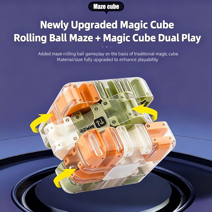 Labyrinth 3D Magic Puzzle Maze Cube - Engaging Brain Teaser Toy, 3D Magic Maze Ball Puzzle, Dual-Use Twist Cube and Sphere for Spatial Perception Training, Boosts Logic and Spatial Recognition (2pcs)