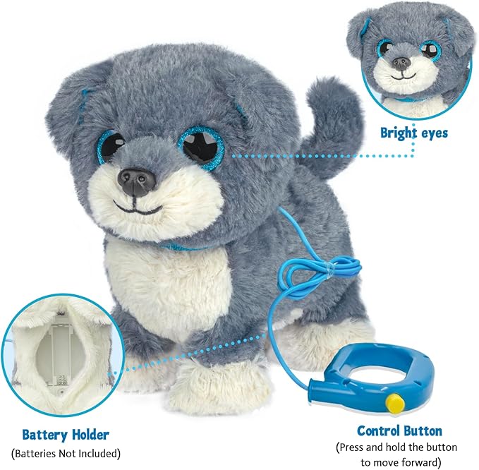 YH YUHUNG Walking and Barking Dog Toy Pet with Remote Control Leash Walking Puppy Toys for Kids Electronic Pets for Girls (Blue)