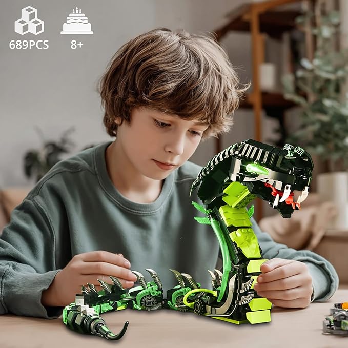 Mechanical Snake Building Kit, 689 PCS Technic Cobra Robot with Movable Joints, STEM Construction Toy for Kids Ages 8+, Educational Brick Model, Creative Gift for Boys and Girls