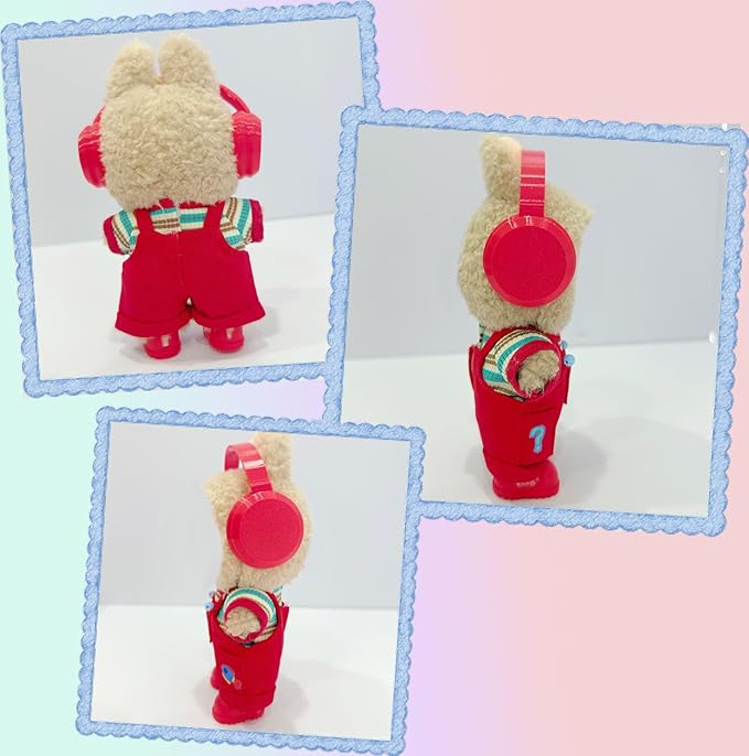 17cm Doll Clothes(No Doll), Cute Dolls Outfit Accessories with Red Overalls + T Shirt + Shoes, Fashion Adorable Clothing Set for Doll