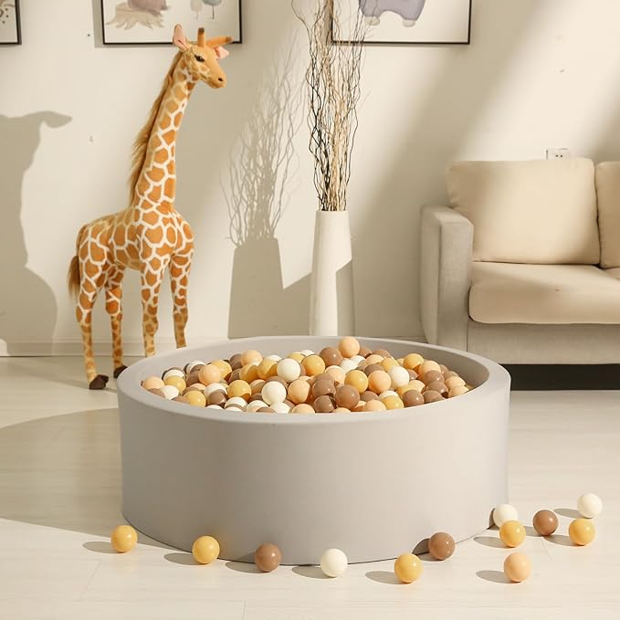 GOGOSO Ball Pit Balls for Toddlers Phthalate-Free BPA-Free Non-Toxic Crush Proof Soft Plastic Play Balls Baby Kids Shape Tent Pool Playhouse Playpen Party Decor,Creamy Brown+Yellow+Milktea 100PCS