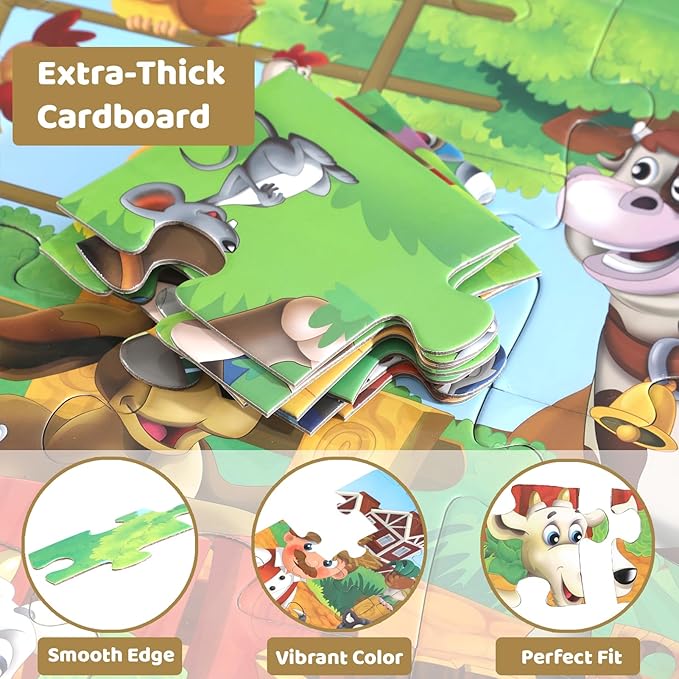 Jumbo Floor Puzzle for Kids, Large Jigsaw Puzzles 48 Piece for Kids Ages 3-5,Preschool Learning & Education Toys, Gifts for 4-8 Year Old Boys and Girls (Farm Human)