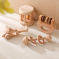 Wooden Baby Rattle Set, Newborn Wooden Rattle Toy, Natural Wooden Montessori Baby Grip Toy, Baby Gift Toy, Wood Rattle Set-1