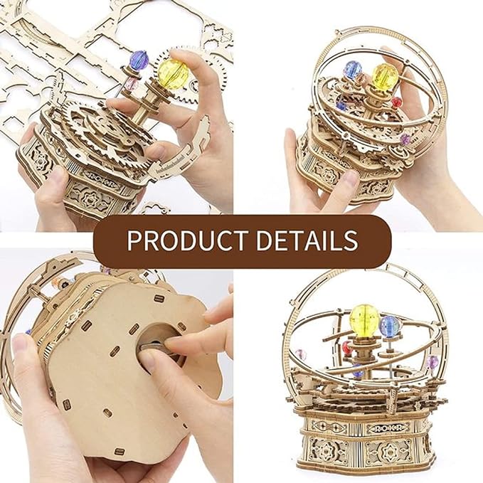 ROKR 3D Wooden Puzzles for Adults Mechanical Music Box-Starry Night, DIY Rotating Music Box Model Building Kits for Teens, DIY Crafts/Hobbies/Gifts Desk Decor for Boys Ages 14+ (Starry Night)