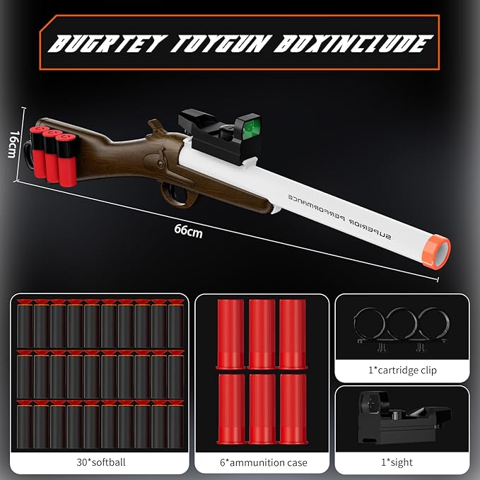 Toy Shotgun Shell Ejecting Toy Gun,Soft Bullets Gun, with 30 Bullets Perfect As a Birthday-Holiday for 6-12 Year Olds