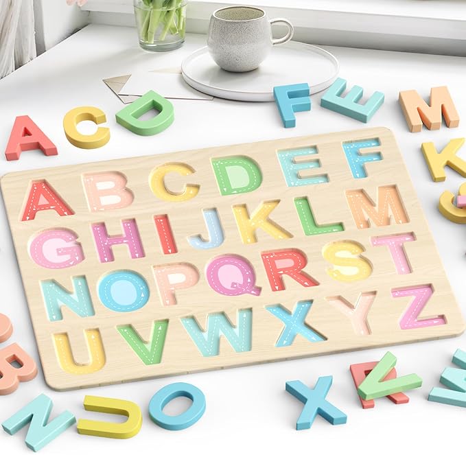 Alphabet Puzzles, ABC Shape Puzzles for Kids, Educational Toys for Toddlers, Preschool Learning Activities, Gift for Girls Boys