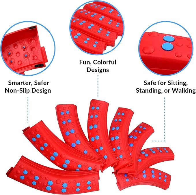 Special Supplies Wavy Circle Balance Beams Stepping Stones for Kids, 8 Pc. Set, Non-Slip Textured Surface and Slip Resistant Floor Rubber Edges, Promote Agility, Strength, Active Play