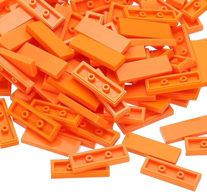PATIKIL 122 Pcs Flat Blocks Bulk, 1x3 Square Orange Yellow Classic Tiles Smooth Surface Mini Building Blocks Accessories Compatible Bricks Kits for Building Floor Walls Mosaic Pixel Arts