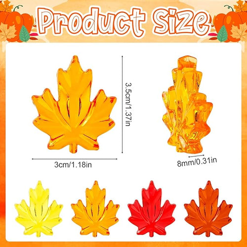 120Pcs Fall Thanksgiving Ornaments, Maple Leaves Vase Filler Acrylic Crystals Gems Table Scatters for Fall Autumn Thanksgiving Halloween Decoration Party Favors Craft Supplies