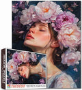 Flower Head Women Jigsaw Puzzle,Girl Puzzles for Adults 1000 Pieces，27 x 20 Inches Puzzles for Families, HD Quality Lady Photo Puzzle Gift, Perfect for Party Game Gifts
