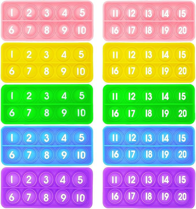 1-20 Ten Frame Popper, Math Fidget Sensory Toys, Ten-Frame Counting Toy for Toddler, Educational Toy for Kids Classroom Group Learning Activities(Pack of 10)