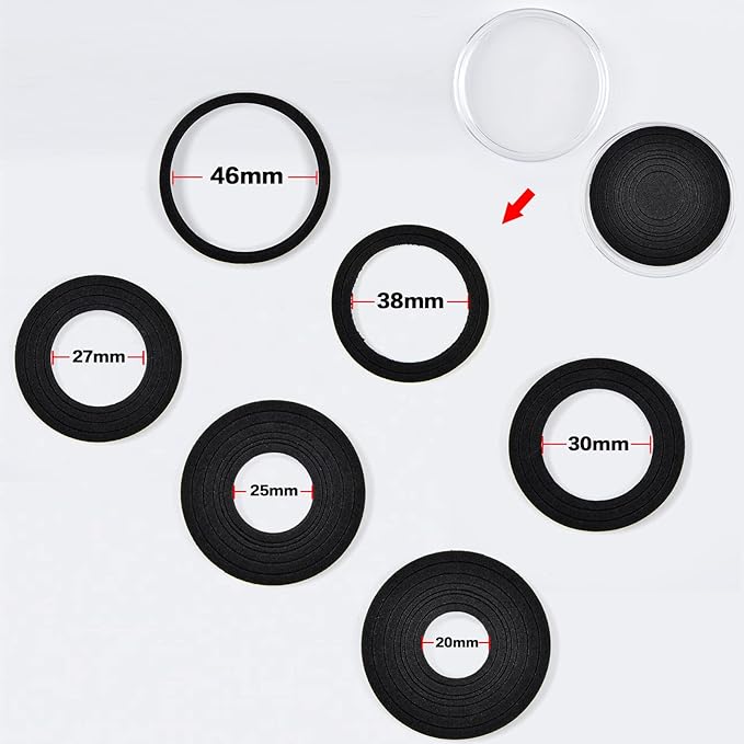 96 Pieces 46mm Coin Capsules, with Foam Gasket and Plastic Storage Organizer Box, 6 Sizes (20/25/27/30/38/46mm) Coins Collector Case Holder for Coin Collection Supplies(Black)