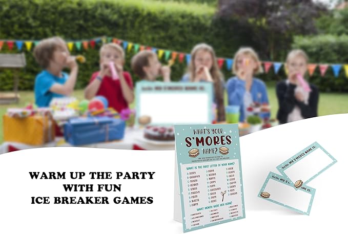 What's Your S'mores Name Game (1 S'mores Sign and 30 Name Tag Stickers), S'mores Game Party Decoration, Birthday Game for Kids, Family Game-28