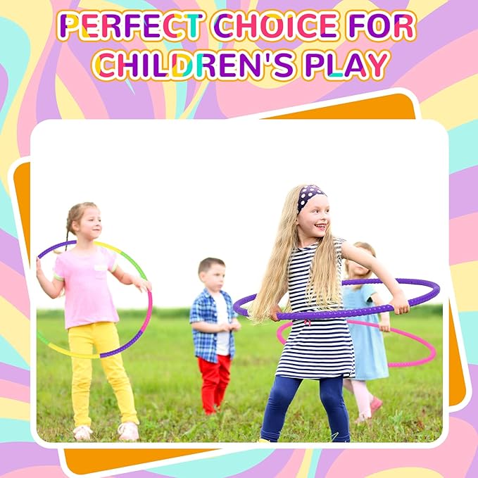 Sratte 8 Pcs Color Hoop Detachable Adjustable Hoop Exercise Ring Plastic Toys for Teens Games Gymnastics Dog Agility Equipment Party Decor, 4 Colors
