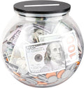 Large Clear Coin Bank Jar with Slotted Lid, 3/4 Gallon Plastic Money Tip Change Savings Coin Jar for Coin or Raffle Ticket, Big Money Coin Tip Piggy Change Bank Box for Adults Teens, Black