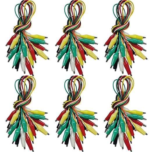 60PCS Premium Alligator Clips Electrical, Crocodile Test Leads with Test Probes, 5 Colors Double-Ended Jumper Wires with Alligator Clips for Multimeter, DIY Engineering Experiment Circuit Connection