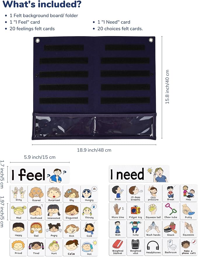 CHEFAN Feelings Chart, Calm Down Corner Supplies, Daycare Essentials, Social Emotional Learning Activities, Autism Learning Materials, ADHD Tools for Classroom Daycare & Home
