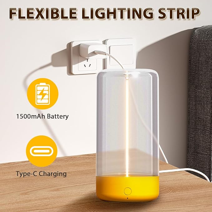 AUGE LIGHT Mini Minimalist Table Lamp Cordless LED Desk Lamp Rechargeable Modern Night Lights Portable Nightstand Lamps Unique Ambient Light Mood Lighting for Bedroom, Beside, Nursery