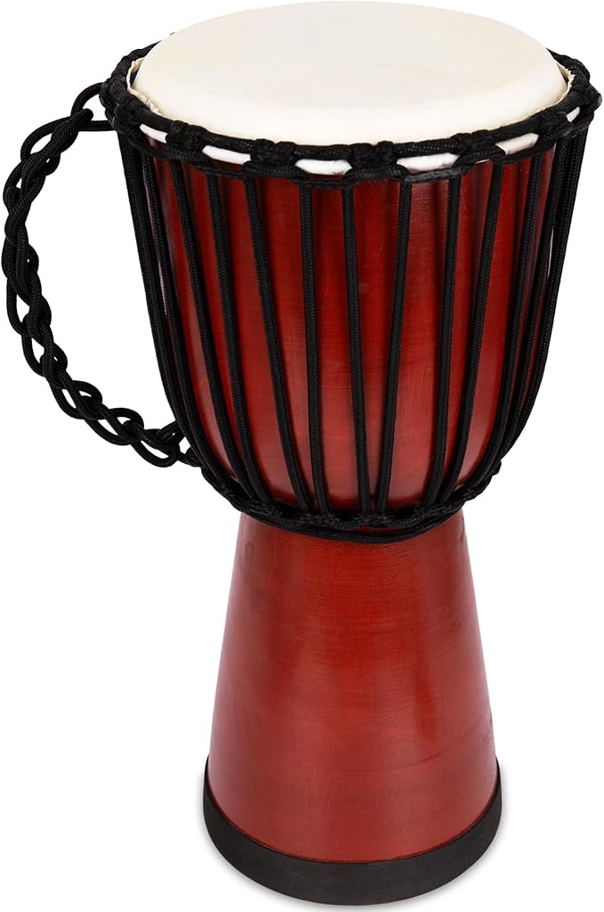 ArtCreativity 16 Inch Wooden Djembe Drum Set with Sticks, Rustic Brown Wood African Drum Design, Fun Musical Instrument for Kids and Adults, Great Gift Idea