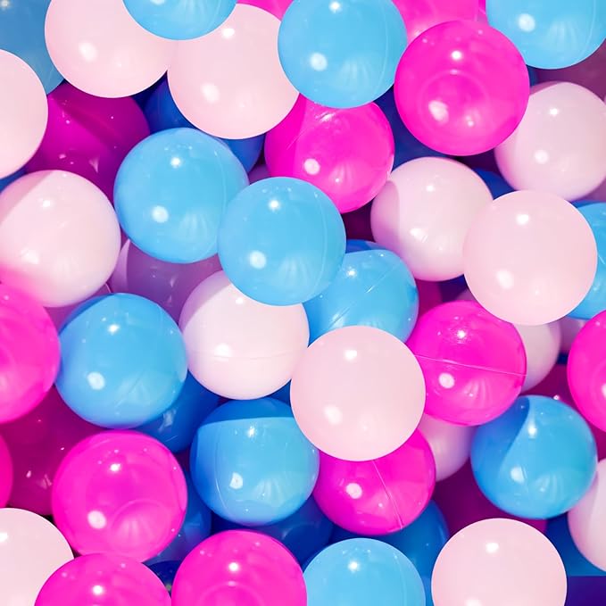 Ball Pit Balls Pack of 100 200 500 - Star and Round Set BPA Free Phthalate Free Non-Toxic Crush Proof Play Balls Soft Plastic Balls for Toddlers Baby Kids Birthday Pool Tent Party