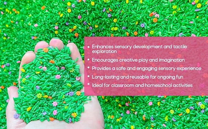 Sensory Bin Filler for Sensory Table - Colored Rice for Sensory Play (Flower Rice)