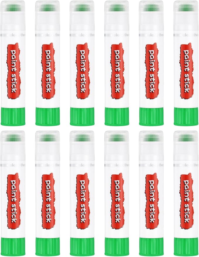 PATIKIL Tempera Paint Sticks, 12 Pcs Solid Tempera Paints Sticks Washable Bulk Markers Pen Quick Drying for Artists Beginners Art Supplies, Light Green