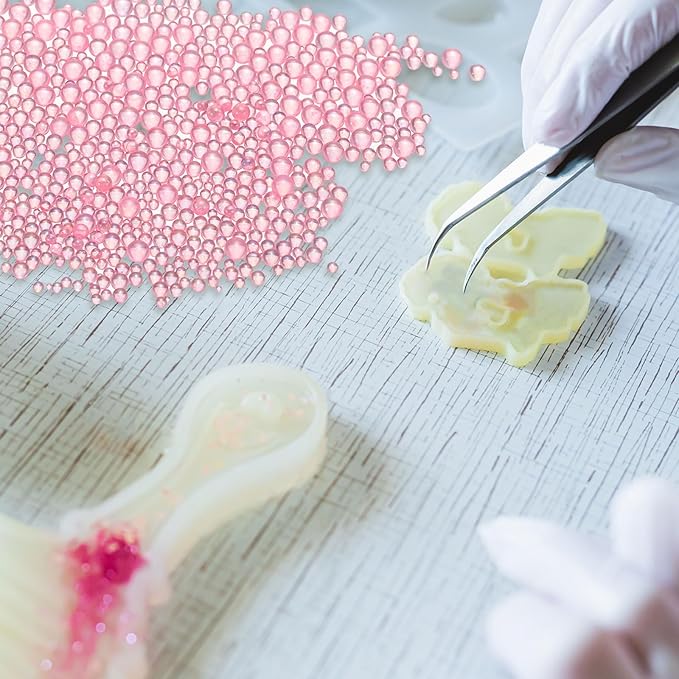 Iridescent Glass Tiny Bubble Beads, 0.4-3mm 10g No Hole Micro Mini Round Korean Pink Water Droplets Beads - Applications: for Resin Filler, Nail Art, Dollhouse Bath Tub