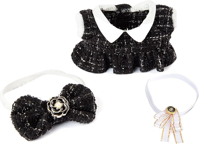 Premium Doll Clothes for Labubu - Luxury Chic Style Set for 17cm Dolls, Doll Outfit for Display, Collectors, Gift - Cute Miniature Fashion Accessories - Black Camellia (Clothes Only)