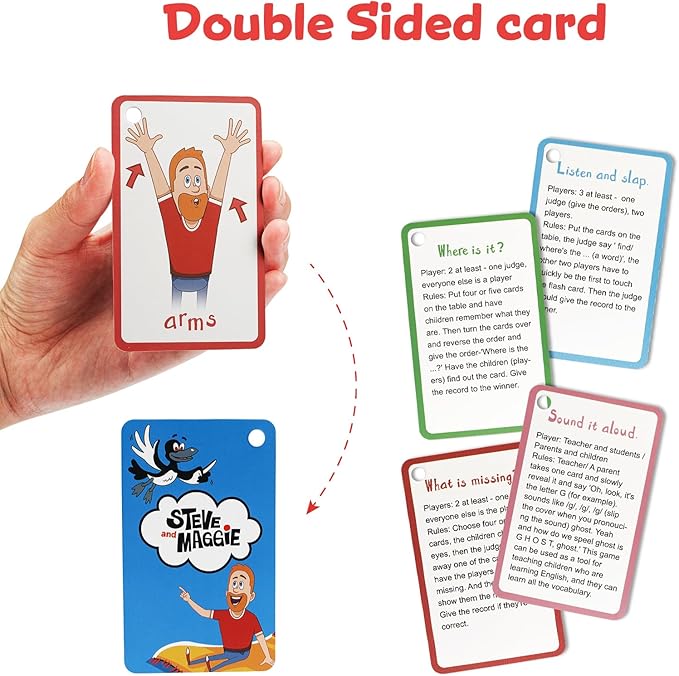 Steve and Maggie Sight Words Phonics Flash Cards - 115 Dolch Sightwords with Pictures,Literacy Learning Reading Cards Toy for Kindergarten,Home School Kids 3 4 5 Years Old