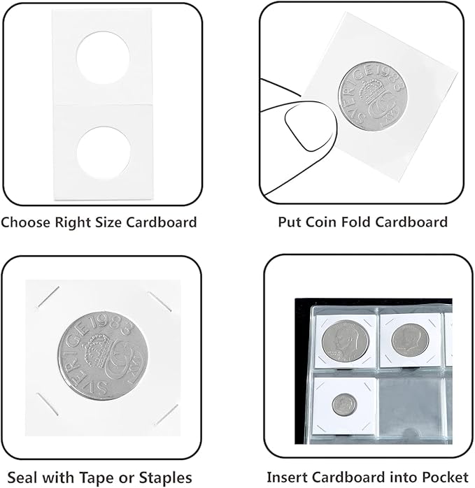 Coin Flip Holder Albums - 120 Pockets 2x2 inches Coin Storage Books for Coin Cardboard Collection Holders CS43BK