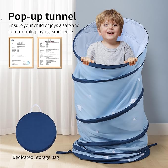 SweHouse Peachskin Fabric Tunnel for Toddlers: 69" x 18" Baby Crawl Tunnel - Indoor & Outdoor Toys for Toddlers - Birthday Gift for Boys & Girls - Obstacle Training for Dogs