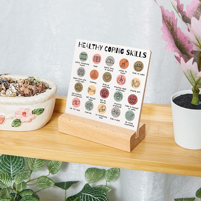 Calming Corner Desk Decor Counseling Office Must Haves Gifts for Mental Health Recovery Self Care Encourage Plaque Gifts Home Therapist Office Counselor Psychology Decorations