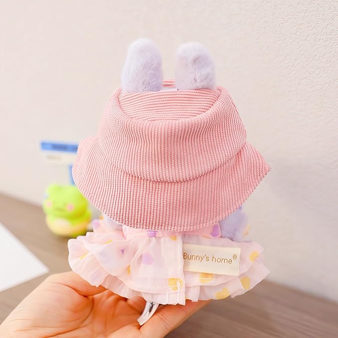 17cm Doll Clothes Set, 3 Pieces Dress Outfit Set for 6.7inch Doll Suit, Fashion Chic Hat & Clothes Accessories for 1st/2nd/3rd Gen Dolls Play & Display Pink