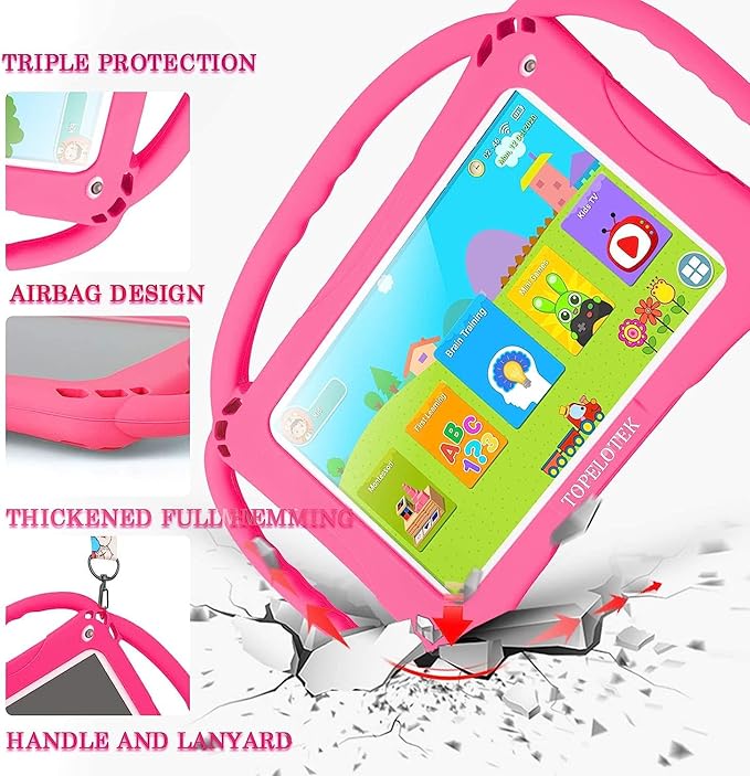 TOPELOTEK Kids Tablet 7 inch Toddler Tablet for Kids 3-7 WiFi Android 32GB Kids Tablets Kids Learning Educational APP Pre-Installed YouTube Netflix Parental Control Kid-Proof Case