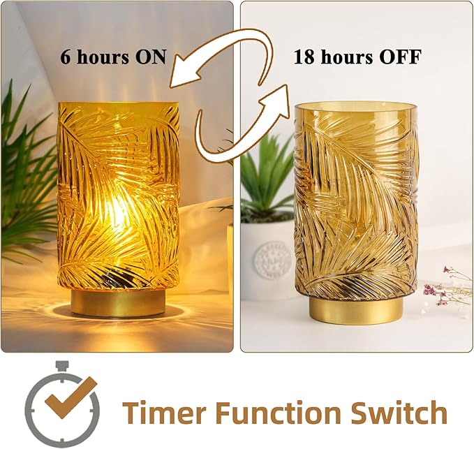 Battery Operated Table Lamp, Cordless Lamps for Home Decor, Battery Powered Nightlight with LED Bulb with Timer, Decorative Lights for Living Room Bedroom Tabletop Entryway Centerpiece Gift (L Yellow)