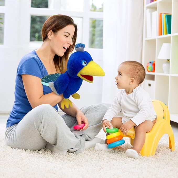 Puppets Peacock Hand Puppet,13.8" Animal Puppet Peacock Puppets Bird Stuffed Animal Hand Puppets for Kids with Movable Mouth,Puppet Plush Multi-Color Toy Bird Puppet Role Play Teaching(Blue)