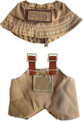 Doll Clothes for 17cm Figures,Adventure Style Fashion Brown Overalls Set with Bucket Hat