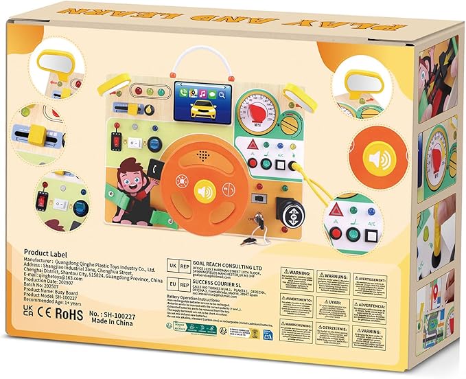 Hoarosall Busy Board,Montessori Toys for 1+ Year Old Boys & Girls,Travel Activities for Toddlers,Sensory Toy for Kids with Autism,Perfect Christmas Birthday Gift Ideal (Busy Board v6)
