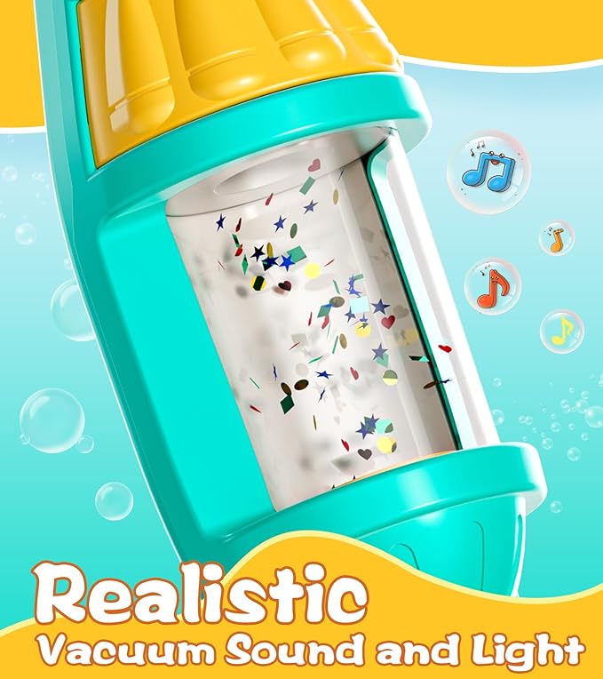 Toddler Vacuum Toy That Works with Lights & Sounds, Pretend Play Toy Vacuum for Toddlers 3-5 Years Old, Baby Vacuum for Boys Girls, Kids Vacuum Cleaner Cleaning Toys with Spray Bottle, 2 Towels