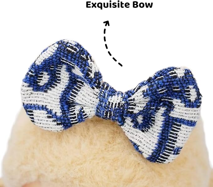 Clothes for 17cm Dolls Premium Dolls Accessories with Chic Grid Bow Spaghetti-Strap Dress Set, High-End Fashion Outfit for Play & Display, Blue