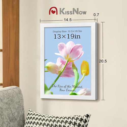 13x19 Picture Frame 2 Pack, White Solid Wood, Wall Gallery Poster Frame