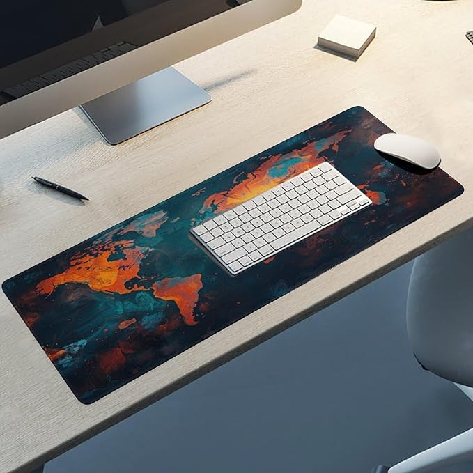 World Map Mouse Pad Large Extended Computer Full Desk Pad 31.5x11.8 inch Computer Mouse Mat Keyboard for Home Office Gaming