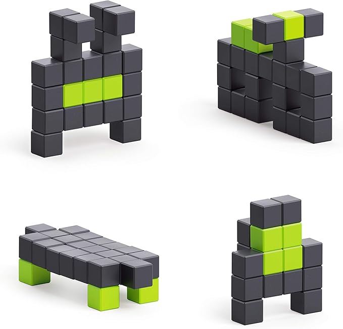 PIXIO Bot Story Series 24 Magnetic Blocks Stress Relief Construction Toy, Building Blocks in 8-bit Pixel Art, Creativity for Kids, Fidget Toy