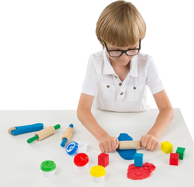 Melissa & Doug Shape, Model, and Mold Clay Activity Set - 4 Tubs of Modeling Dough and Tools