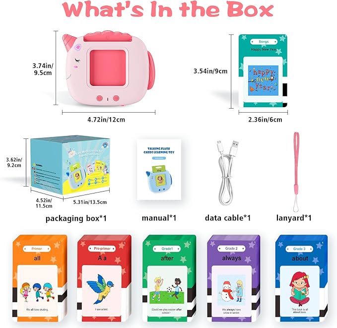 Talking Flash Cards for Toddlers Learning: Alphabet Learning Toys - Matching Spelling Games with 224 Sight Words - Montessori Toys for 3 4 5 6 Years Old Kids (Pink-336 Sight Words)